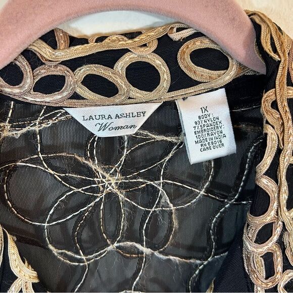 Laura Ashley Women’s Black Gold Sheer Jacket 1X - Picture 3 of 11